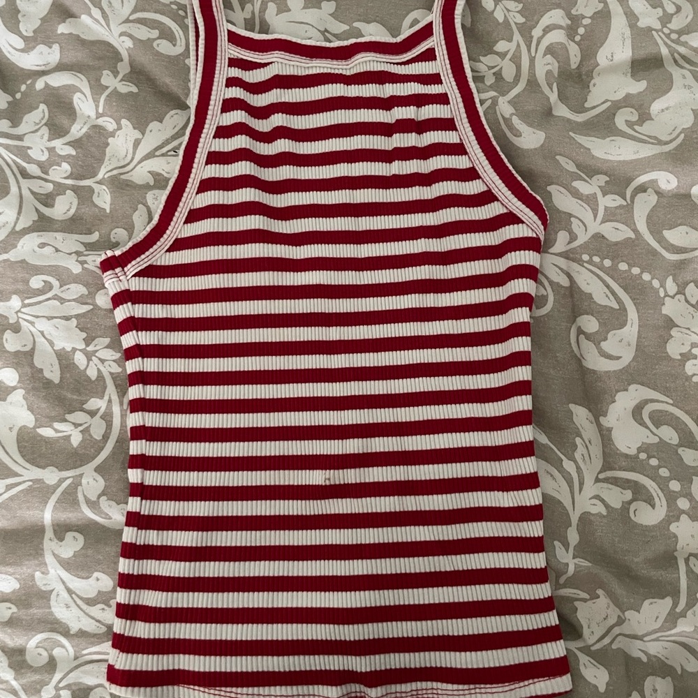 Garage Red and White Striped Top